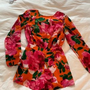 Lulu's Floral Orange and Pink Jumpsuit